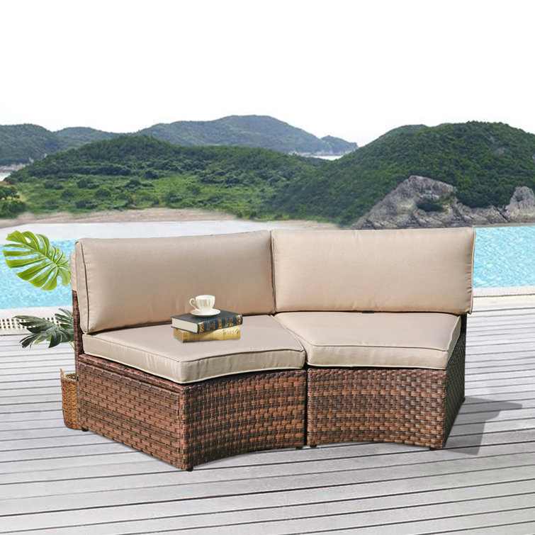 Sunsitt 35'' Wide Outdoor Wicker Loveseat with Cushions & Reviews Wayfair